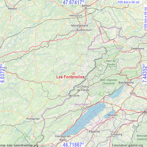 Les Fontenelles on map