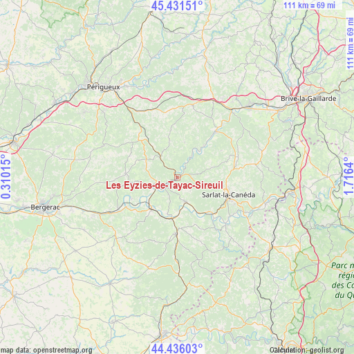 Les Eyzies-de-Tayac-Sireuil on map