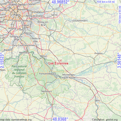 Les Écrennes on map