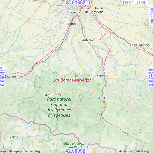 Les Bordes-sur-Arize on map