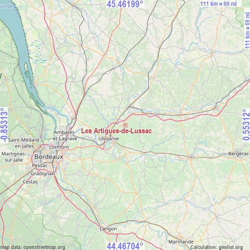 Les Artigues-de-Lussac on map