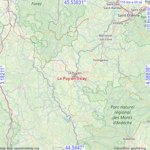 Le Puy-en-Velay on map