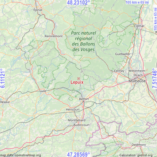 Lepuix on map