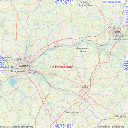 Le Puiset-Doré on map