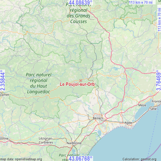 Le Poujol-sur-Orb on map