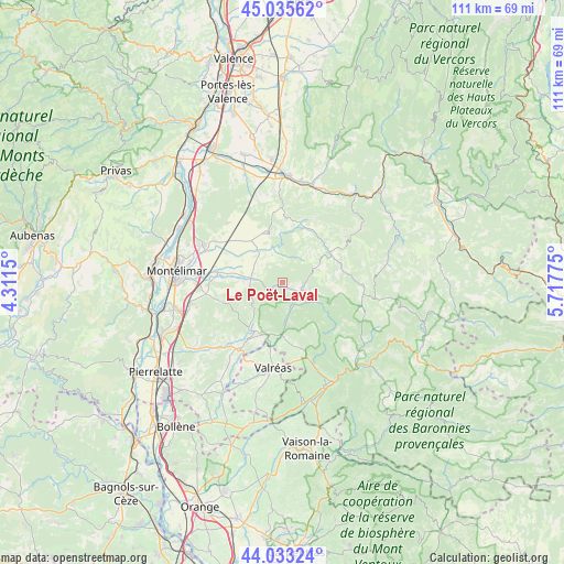 Le Poët-Laval on map