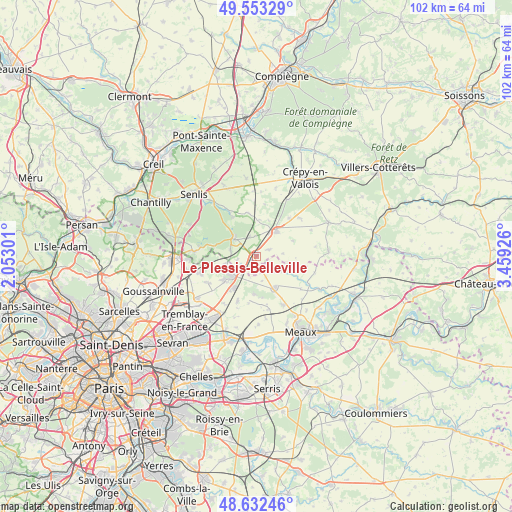 Le Plessis-Belleville on map