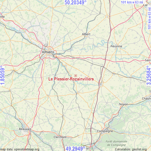 Le Plessier-Rozainvillers on map