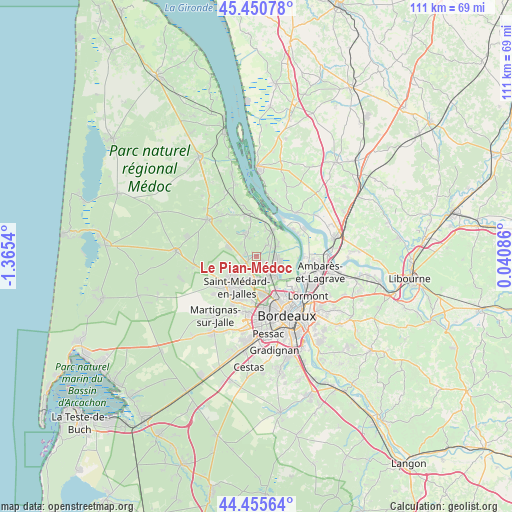 Le Pian-Médoc on map