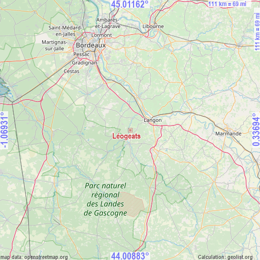 Léogeats on map