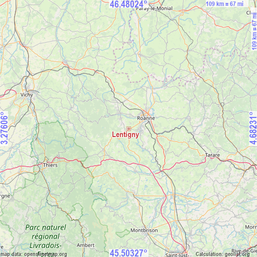 Lentigny on map