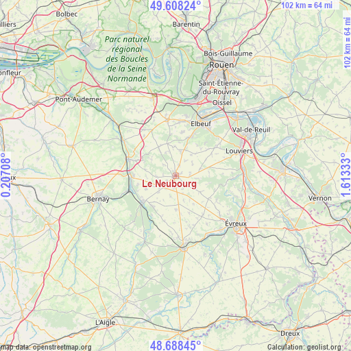 Le Neubourg on map