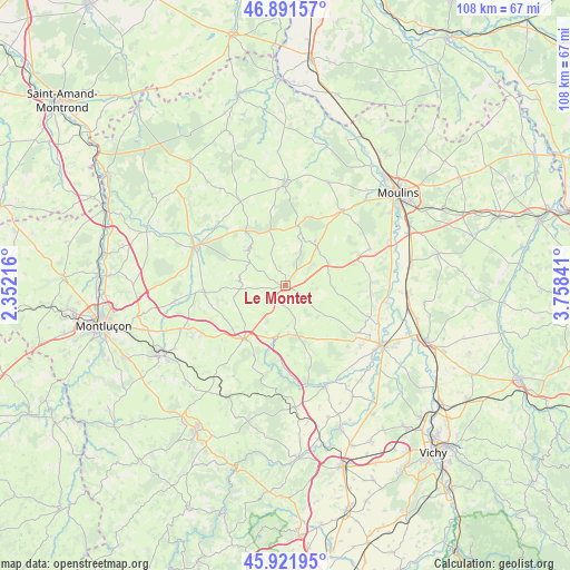 Le Montet on map