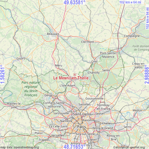 Le Mesnil-en-Thelle on map