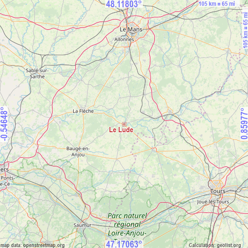 Le Lude on map