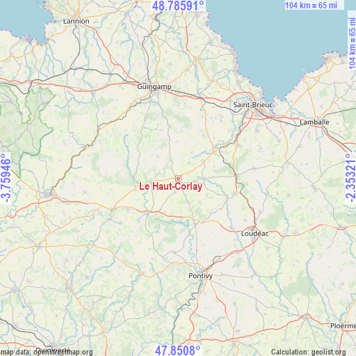 Le Haut-Corlay on map