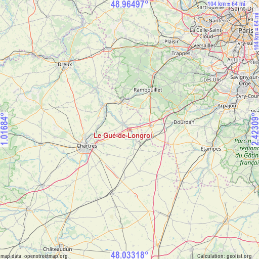 Le Gué-de-Longroi on map