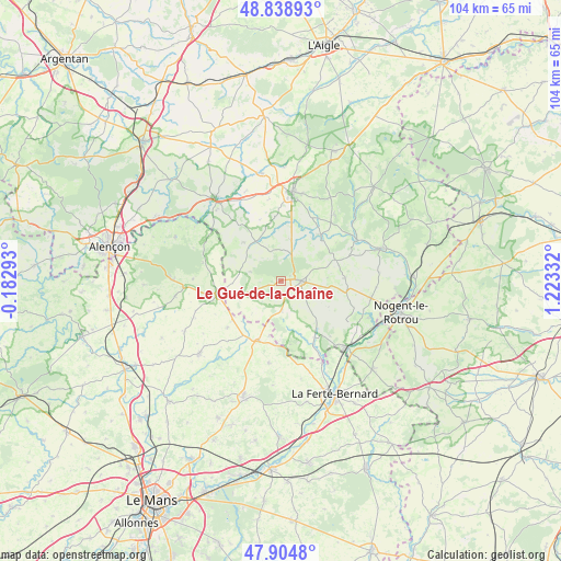 Le Gué-de-la-Chaîne on map