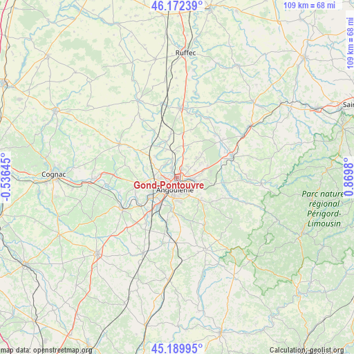 Gond-Pontouvre on map