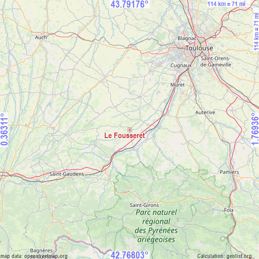 Le Fousseret on map