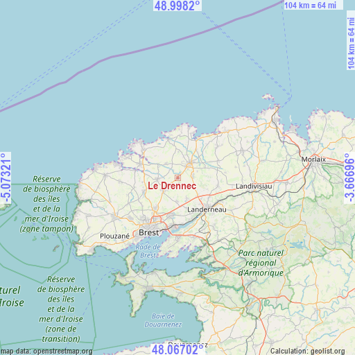 Le Drennec on map