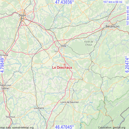 Le Deschaux on map