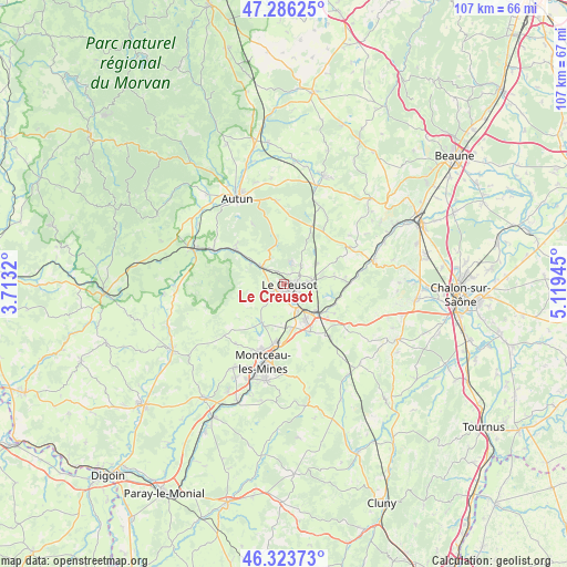 Le Creusot on map