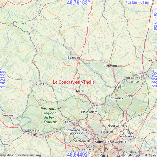 Le Coudray-sur-Thelle on map