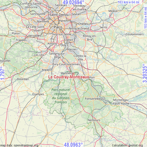 Le Coudray-Montceaux on map