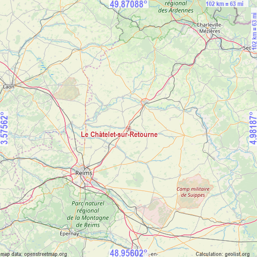 Le Châtelet-sur-Retourne on map