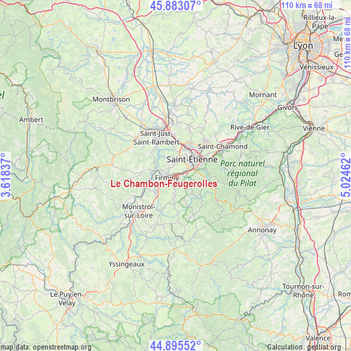 Le Chambon-Feugerolles on map