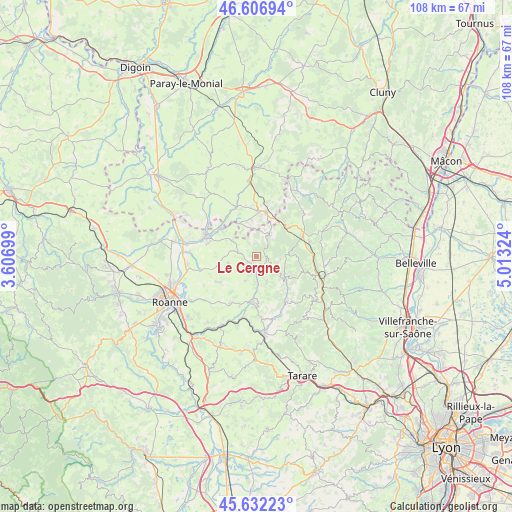 Le Cergne on map