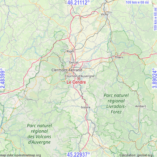 Le Cendre on map