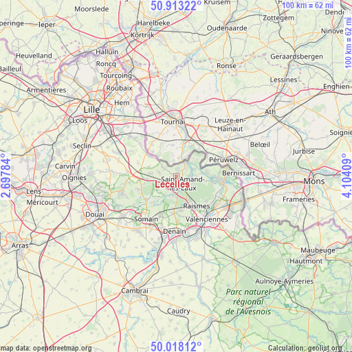 Lecelles on map