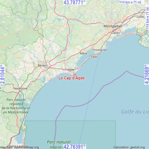 Le Cap d'Agde on map