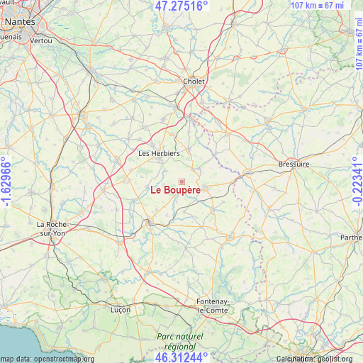 Le Boupère on map