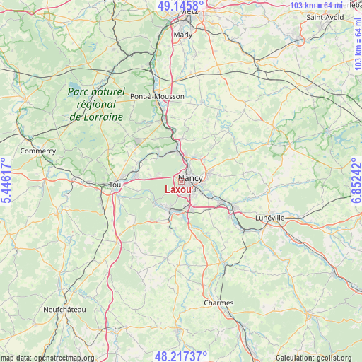 Laxou on map
