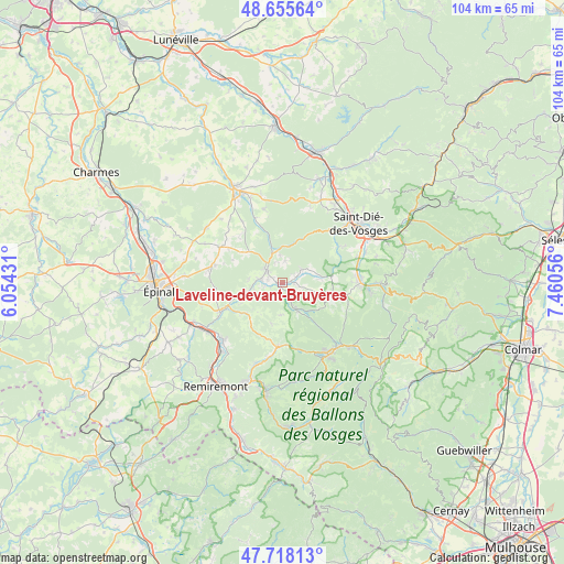 Laveline-devant-Bruyères on map