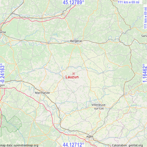 Lauzun on map