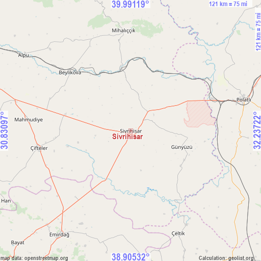 Sivrihisar on map