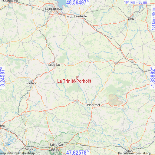 La Trinité-Porhoët on map