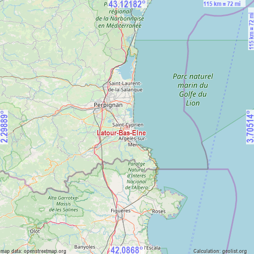 Latour-Bas-Elne on map
