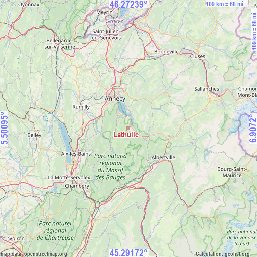 Lathuile on map