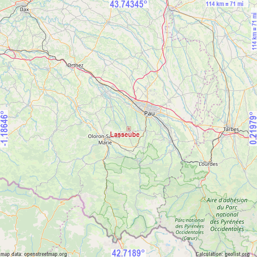 Lasseube on map