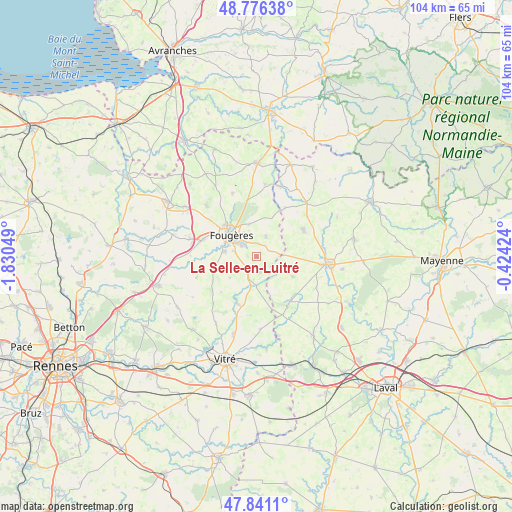 La Selle-en-Luitré on map