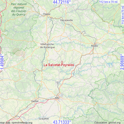 La Salvetat-Peyralès on map