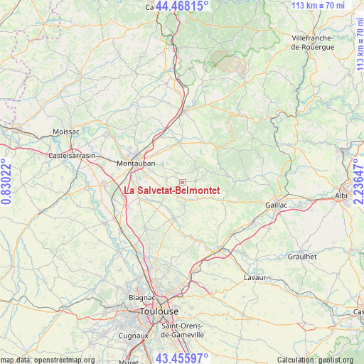 La Salvetat-Belmontet on map