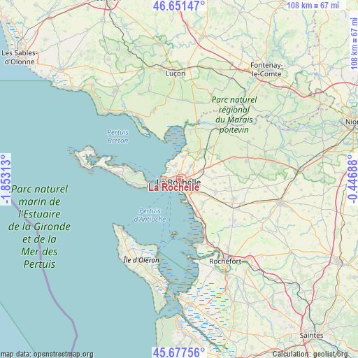 La Rochelle on map