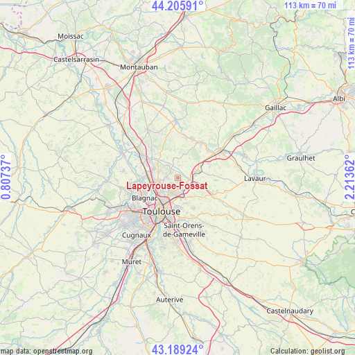 Lapeyrouse-Fossat on map