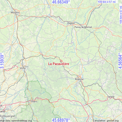 La Pacaudière on map